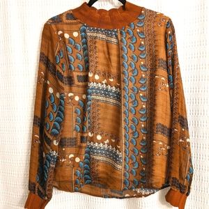 Molly Bracken Moon Phase Woven Blouse Size Large